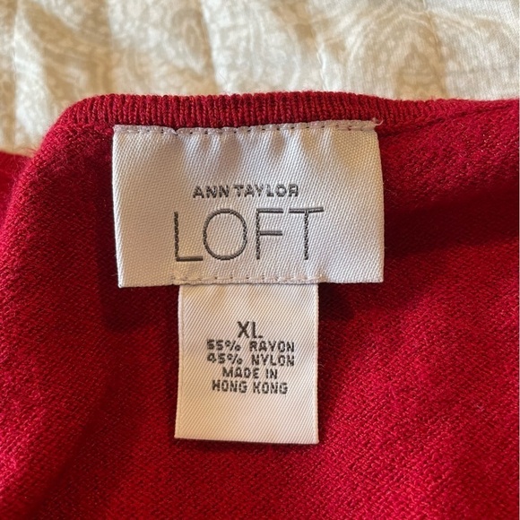 Ann Taylor Loft Red Scoop Neck Sweater Extra Large - Picture 5 of 8